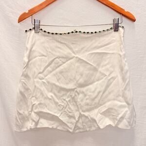 Meshki White Satin Embellish Lined Skirt‎ Medium Coquette Old Money Europe